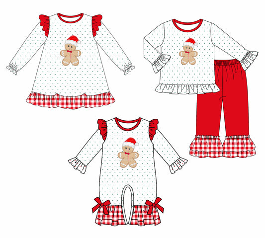 25.7.10 custom each style moq 5eta 4-6week Sibling Sisters Christmas baby girl long sleeve pants sets and dress and rompers match family design