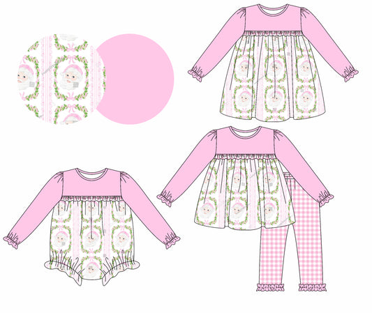 25.6.24 custom each style moq 5eta 4-6week Sibling Sisters Christmas bow baby girl long sleeve pants sets and dress and rompers match family design