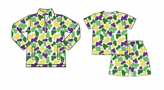 25.10.1 custom each style moq 8 eta 6-8week Sibling Sister mardi gras baby short sleeve shorts sets and top match design
