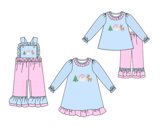 25.6.18 custom each style moq 5eta 4-6week Sibling Sisters Christmas baby girl long sleeve pants sets and dress and jumpsuit match family design