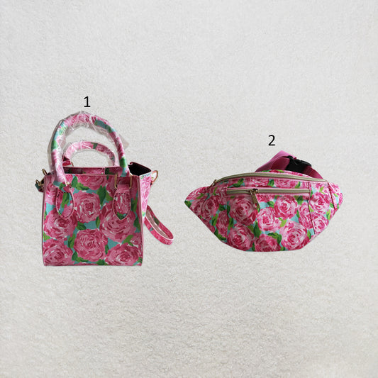 RTS NO MOQ Sibling Bags Toddler Girls Western Pink Rose Floral Print Bag Adjustable Fanny Pack
