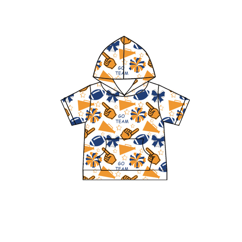 Custom moq 5 each style summer teams baby girls clothes team orange hooded long sleeve tops and short sleeve top and dress and shorts-25.6.12