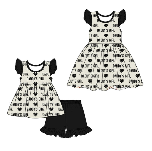 12.11 custom each style moq 5eta 4-6week Sibling Sister DADDY GIRL baby girl short sleeve shorts sets and dresses match design