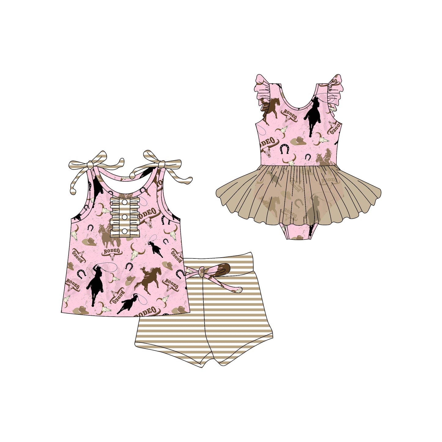 3.1 custom each style moq 5eta 4-6week Sibling Sister cow head baby girl short sleeve shorts sets and romper match design