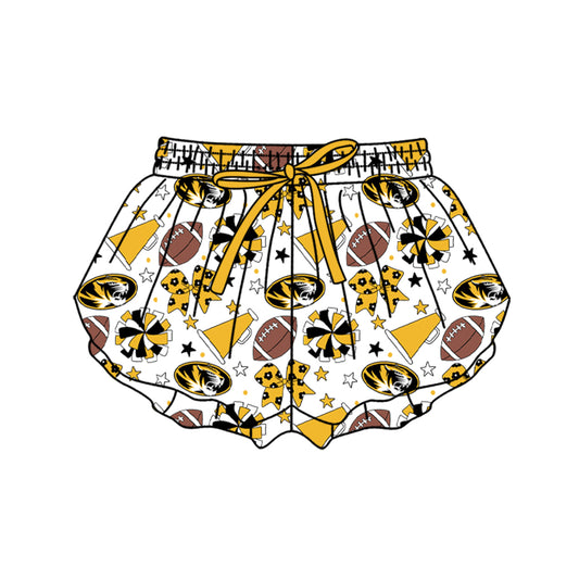Custom moq 5 mix size milk silk summer teams Baby Girls Yellow Bows Yoga Active Ruffle Shorts Bottom for Kids