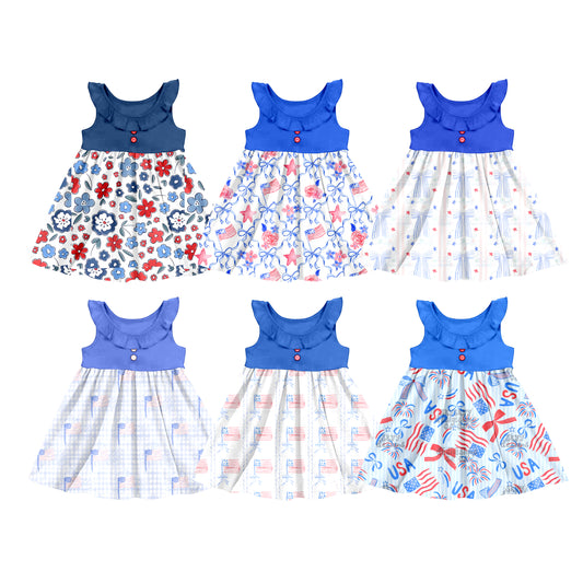 3.24 custom each style moq 5eta 4-6week Sibling Sister baby girls short sleeve dress and dress 6 match design