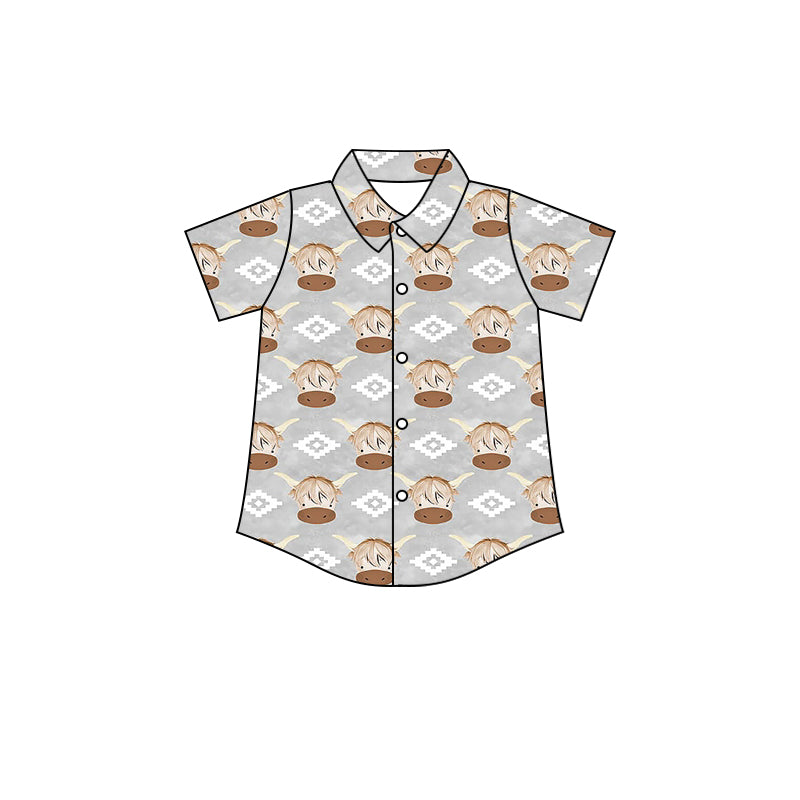 9.7 custom each style moq 5 eta 4-6week baby boys clothes cow head short sleeve top