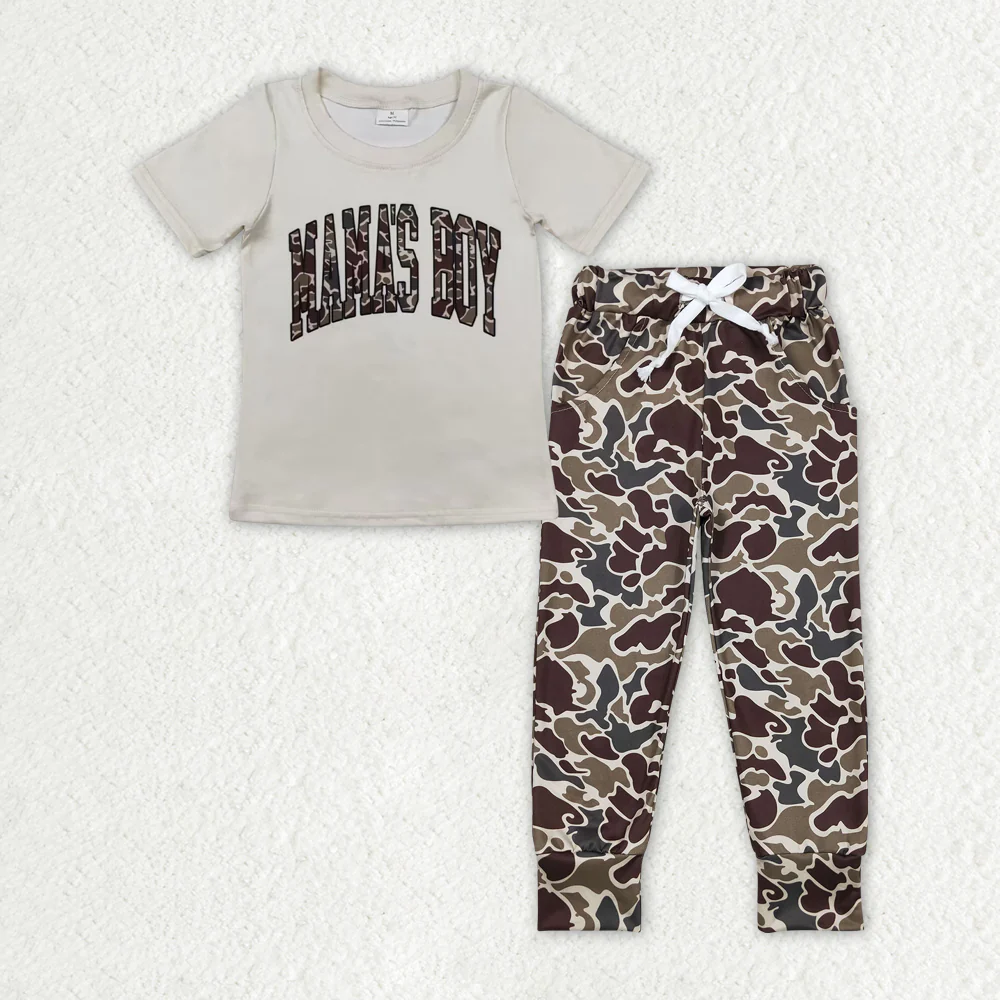 RTS NO MOQ Sibling Baby boy clothes MAMA short Sleeve pants Suits