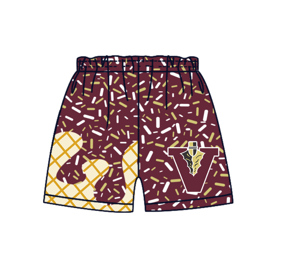 Custom moq 5 mix size milk silk eta 6-8weeks summer teams brick red baby girls clothes team sleeveless skirts shorts  cheer sets kids icde gream shorts drip shorts