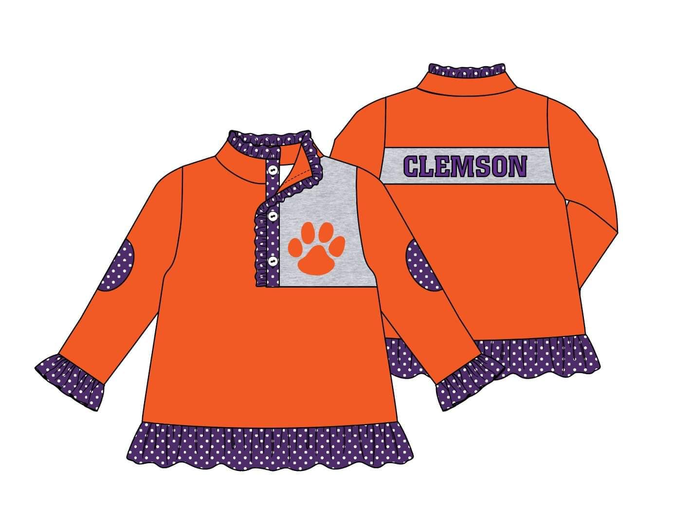 Deadline August 14 custom no moq girls Orange Cotton Zip-Up Top