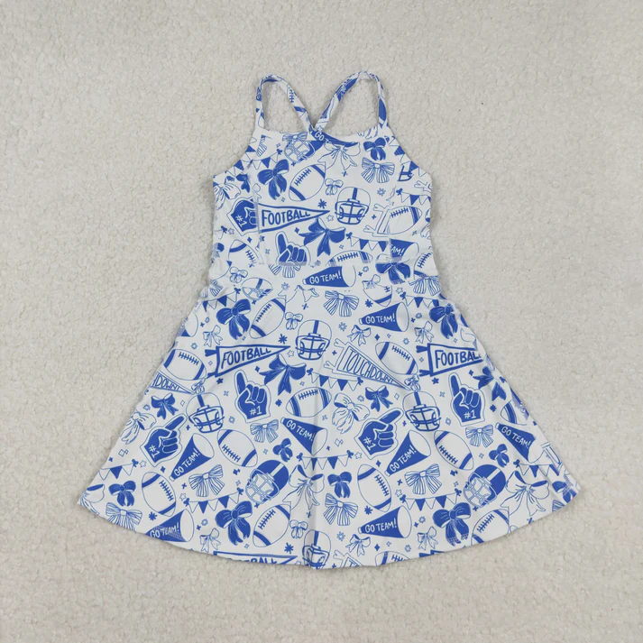 RTS NO MOQ Sibling baby girl clothes team cheer skirt sleeveless dresses