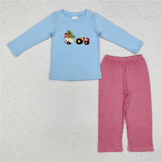 RTS NO MOQ（In Stock ) BLP0745 Embroidered Chistmas long sleeve pants set