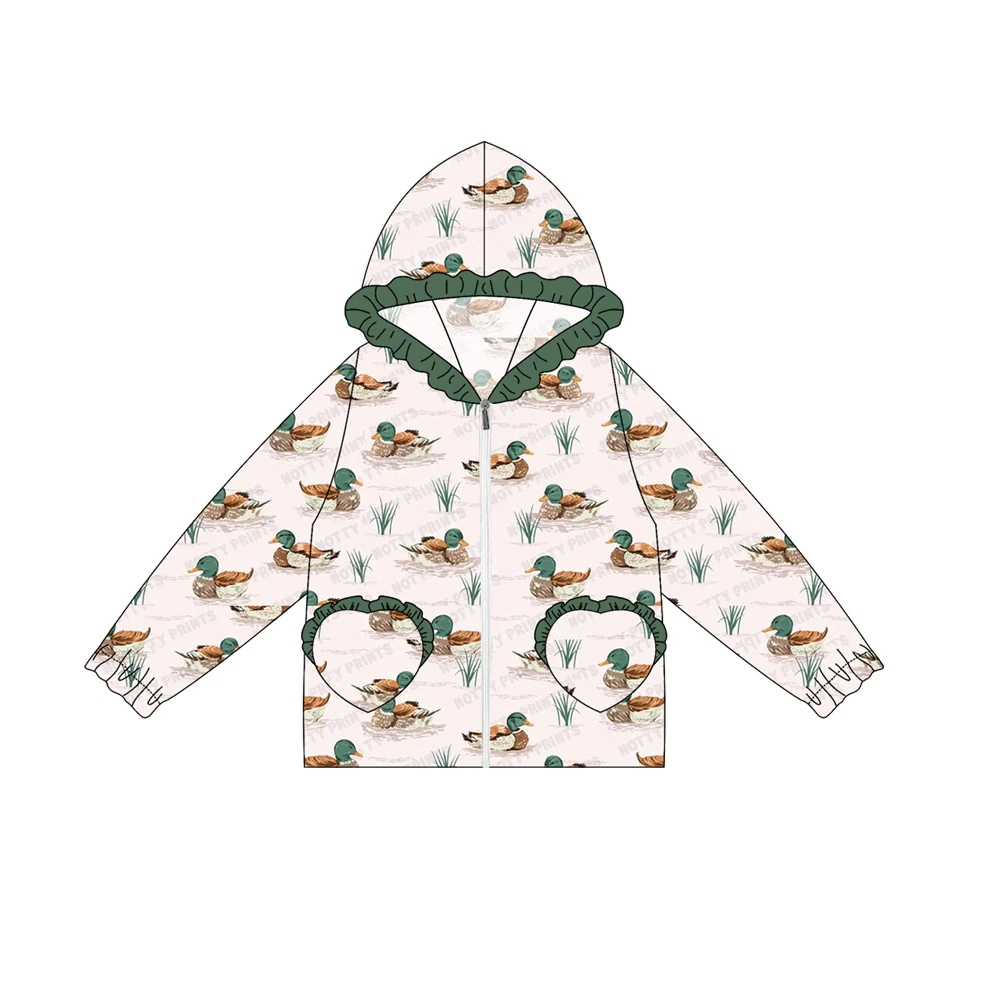 Custom moq 5 each style eta 6-7weeks baby girl clothes pocket duck hooded long sleeve top-25.8.1