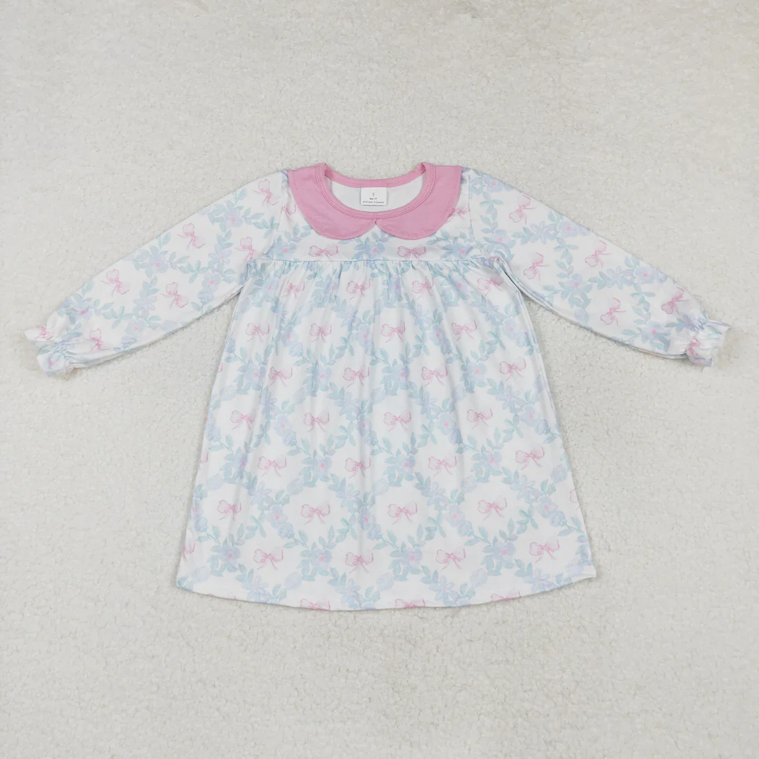 RTS NO MOQ Sibling baby girl clothes floral bow long sleeve dresses