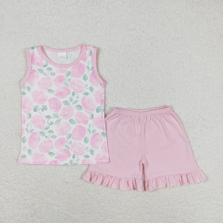 RTS Boys and girls floral Short Sleeve Shorts sets dress