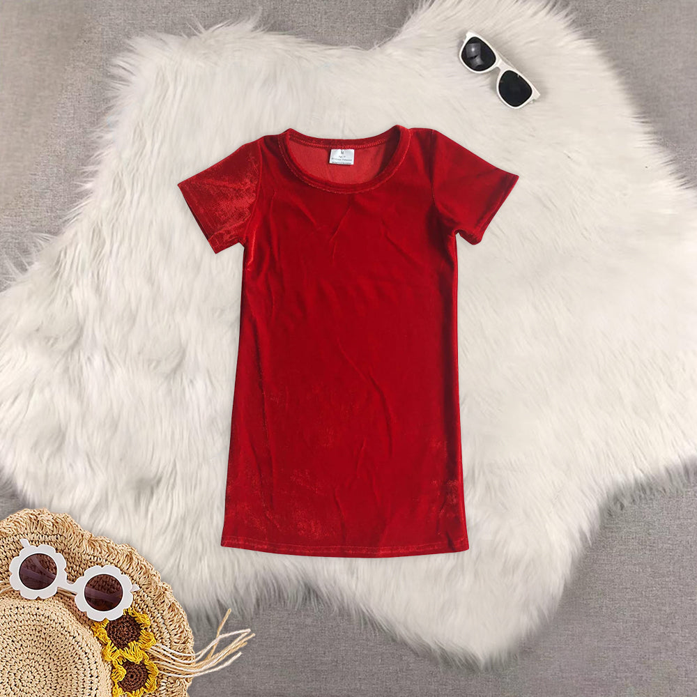 RTS NO MOQ Sibling baby girl clothes Velvet short sleeve dresses