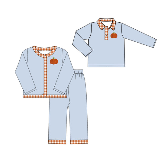 25.7.18 custom each style moq 5eta 4-6week Sibling Sisters pumpkin baby boy long sleeve pants sets and top match family design