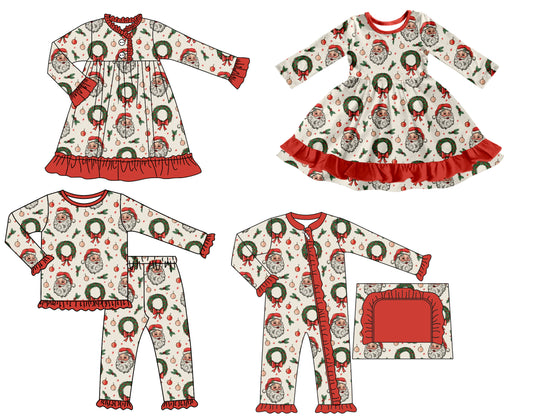 25.7.4 custom each style moq 5 eta 4-6week Sibling Sisters Christmas baby girl long sleeve pants sets and romper and dress 1 and dress 2 match family design