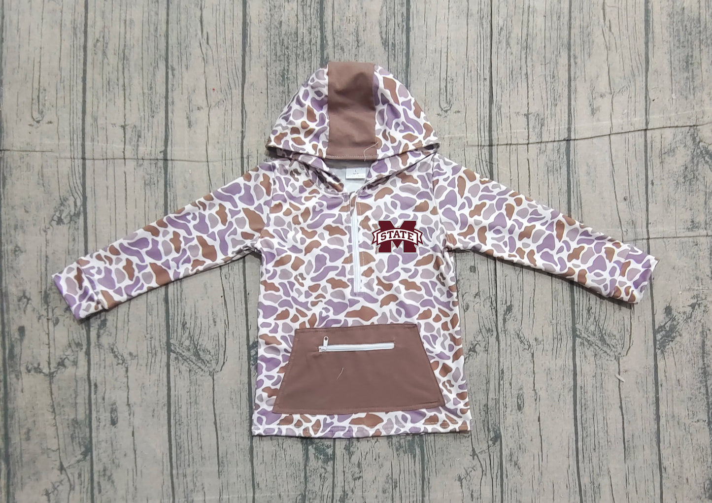 Custom moq 5 mix size milk silk baby boys clothes team camouflage summer hooded long sleeve top-25.11.20