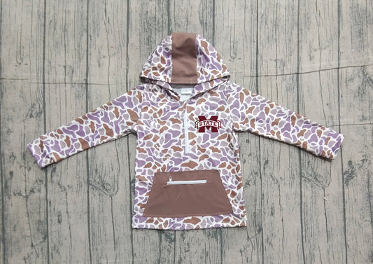 Custom moq 5 mix size milk silk baby boys clothes team camouflage summer hooded long sleeve top-25.11.20
