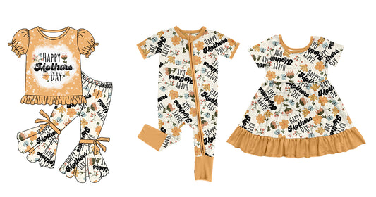 12.3 custom each style moq 5eta 4-6week Sibling Sister happy baby girl sets and dress and rompers match family design