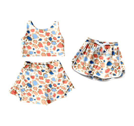 4.10 custom each style moq 5eta 4-6week Sibling Sister leopard baby girls clothes Short sleeve yoga dress and shorts match family design