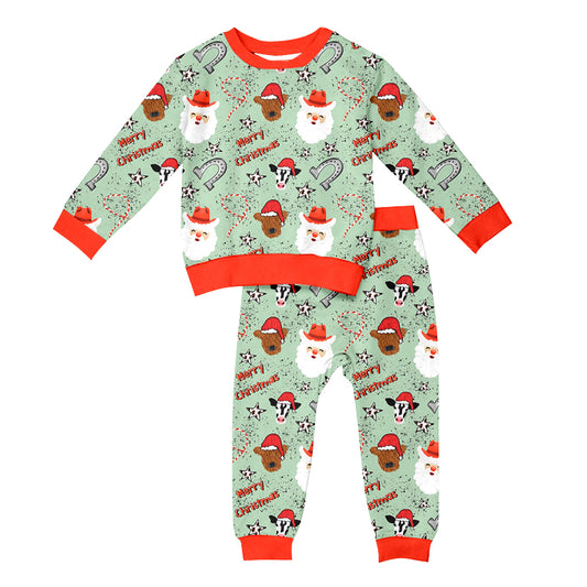 6.10 custom each style moq 5eta 4-6week baby boy clothes Christmas Santa Claus long sleeve pants sets