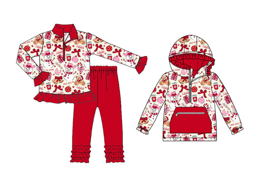25.9.1 custom each style moq 5eta 4-6week Sibling Sisters Christmas bow baby girl long sleeve pants sets and top match family design