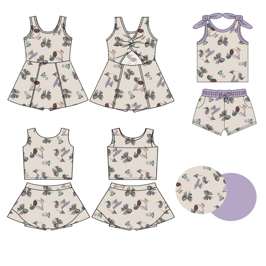 3.20 custom each style moq 5eta 4-6week Sibling Sister bow duck baby girls clothes Short sleeve shorts sets and yoga dress 1 and dress 2 match family design