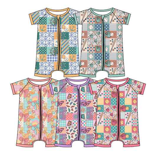 3.4 custom each style moq 5eta 4-6week Sibling Sister baby girl short sleeve shorts boy romper and romper 5 match design