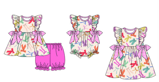 11.27 custom each style moq 5eta 4-6week Sibling Sister bow baby girl short sleeve shorts sets and dress and rompers match family design
