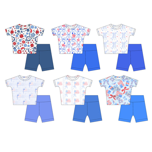 3.24 custom each style moq 5eta 4-6week Sibling Sister baby girls short sleeve set and set 6 match design