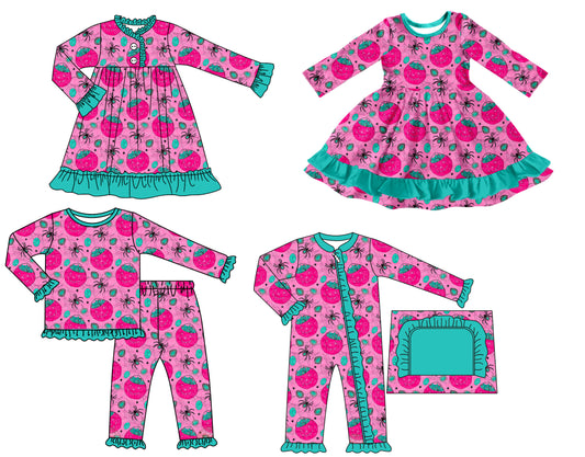 25.7.3 custom each style moq 5 eta 4-6week Sibling Sisters baby girl long sleeve pants sets and romper and dress 1 and dress 2 match family design