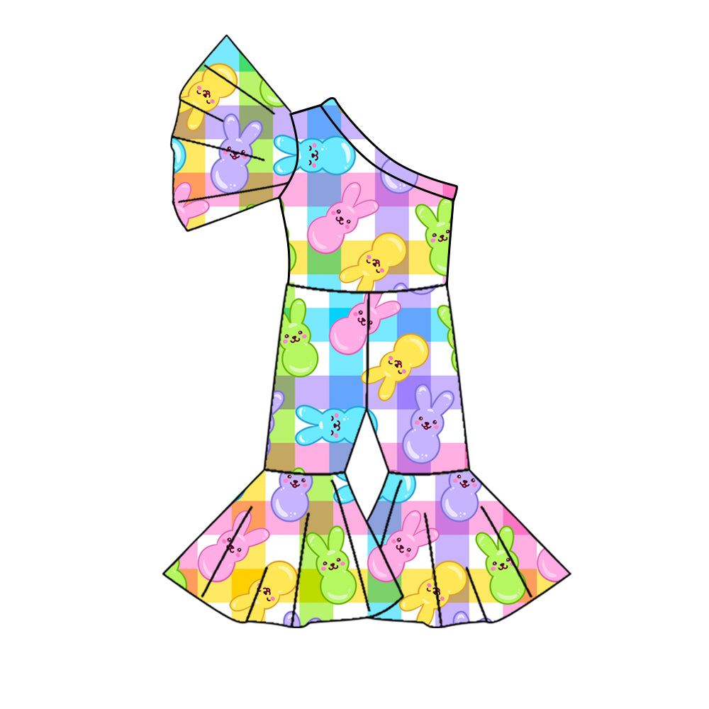 10.22 custom each style moq 5eta 4-6week baby girls clothes easter colorful rabbit one shoulder baby girls jumpsuit