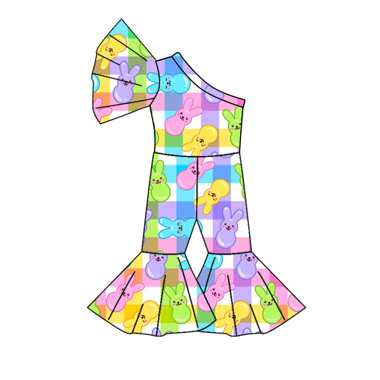 10.22 custom each style moq 5eta 4-6week baby girls clothes easter colorful rabbit one shoulder baby girls jumpsuit