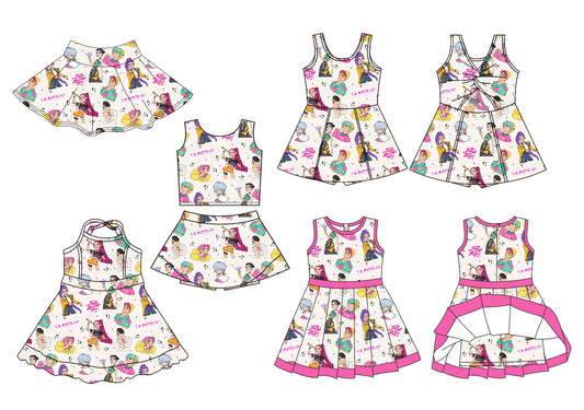 25.10.11 custom each style moq 5 eta 6-8week milk silk Sibling Sister baby girl sleeveless skirts sets and dress 3 and skirt match design