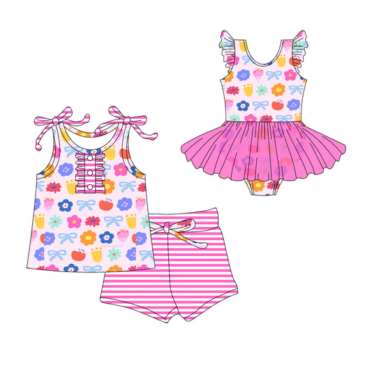 3.13 custom each style moq 5eta 4-6week Sibling Sister bow baby girl short sleeve shorts sets and romper match design