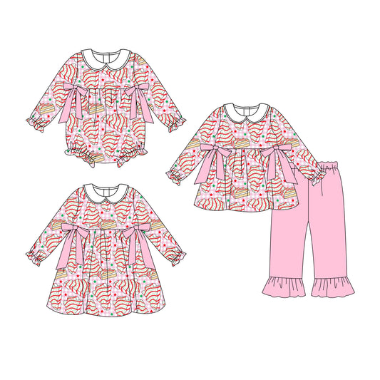 25.9.2 custom each style moq 5eta 4-6week Sibling Sisters Christmas baby girl long sleeve pants sets and dress and rompers match family design