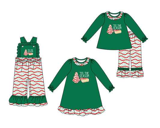 25.6.18 custom each style moq 5eta 4-6week Sibling Sisters Christmas baby girl long sleeve pants sets and dress and jumpsuit match family design