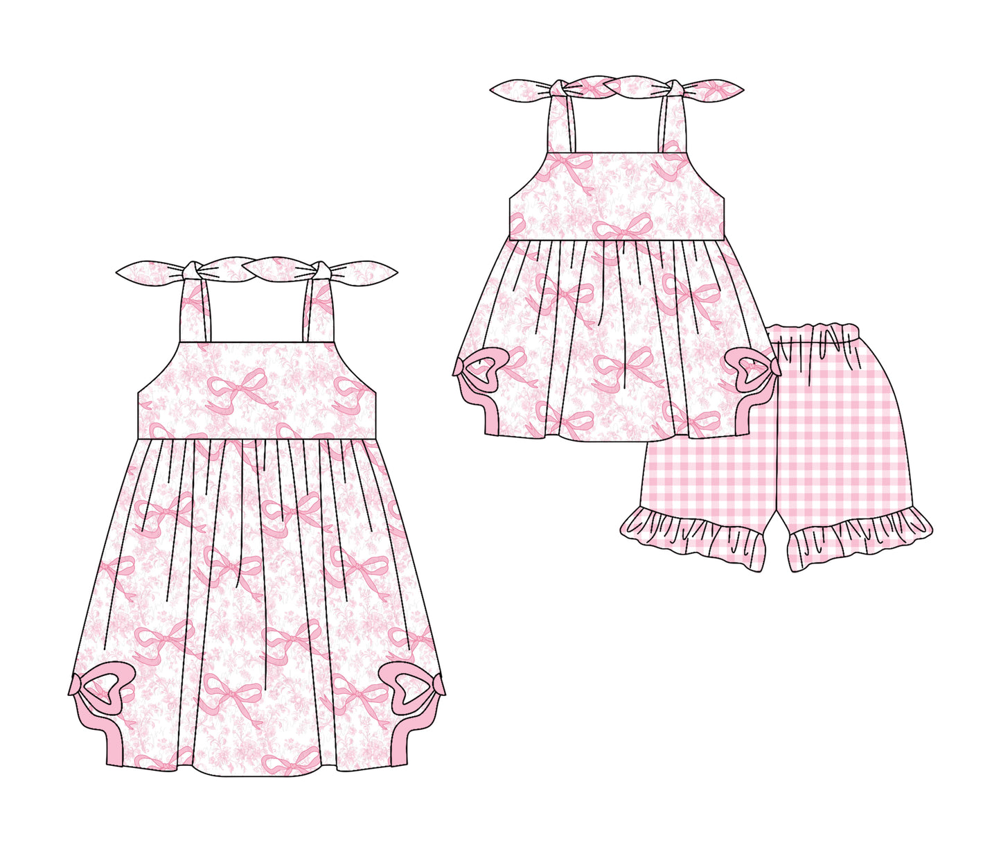3.5 custom each style moq 5eta 4-6week Sibling Sister bow floral baby girl short sleeve shorts sets and dresses match design