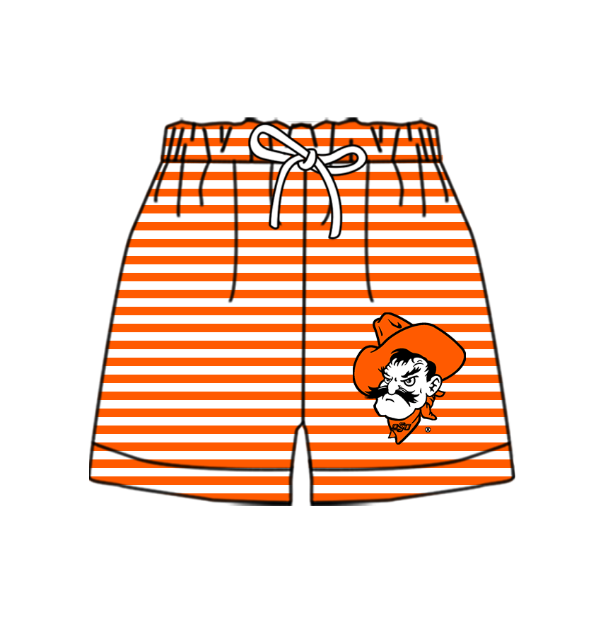 Custom moq 5 mix size milk silk summer teams Baby Orange Striped Drawstring Shorts for Children Elastic Waist Kids Summer Shorts