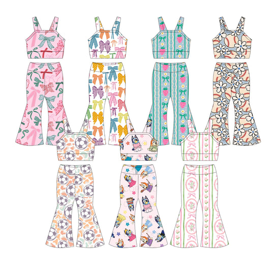 3.26 custom each style moq 5eta 4-6week Sibling Sisters baby girl short sleeve pants sets and sets 7 match family design