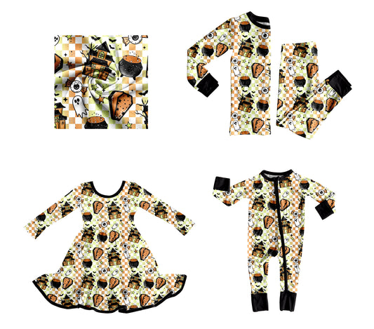 25.8.6 custom each style moq 5eta 4-6week Sibling Sisters pumpkin baby girl long sleeve pants sets and dress and rompers match family design