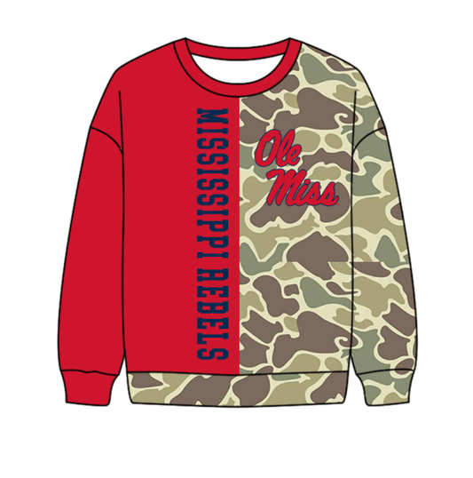 Custom moq 5 mix size milk silk summer team baby boys clothes camouflage red long sleeve top-25.10.17