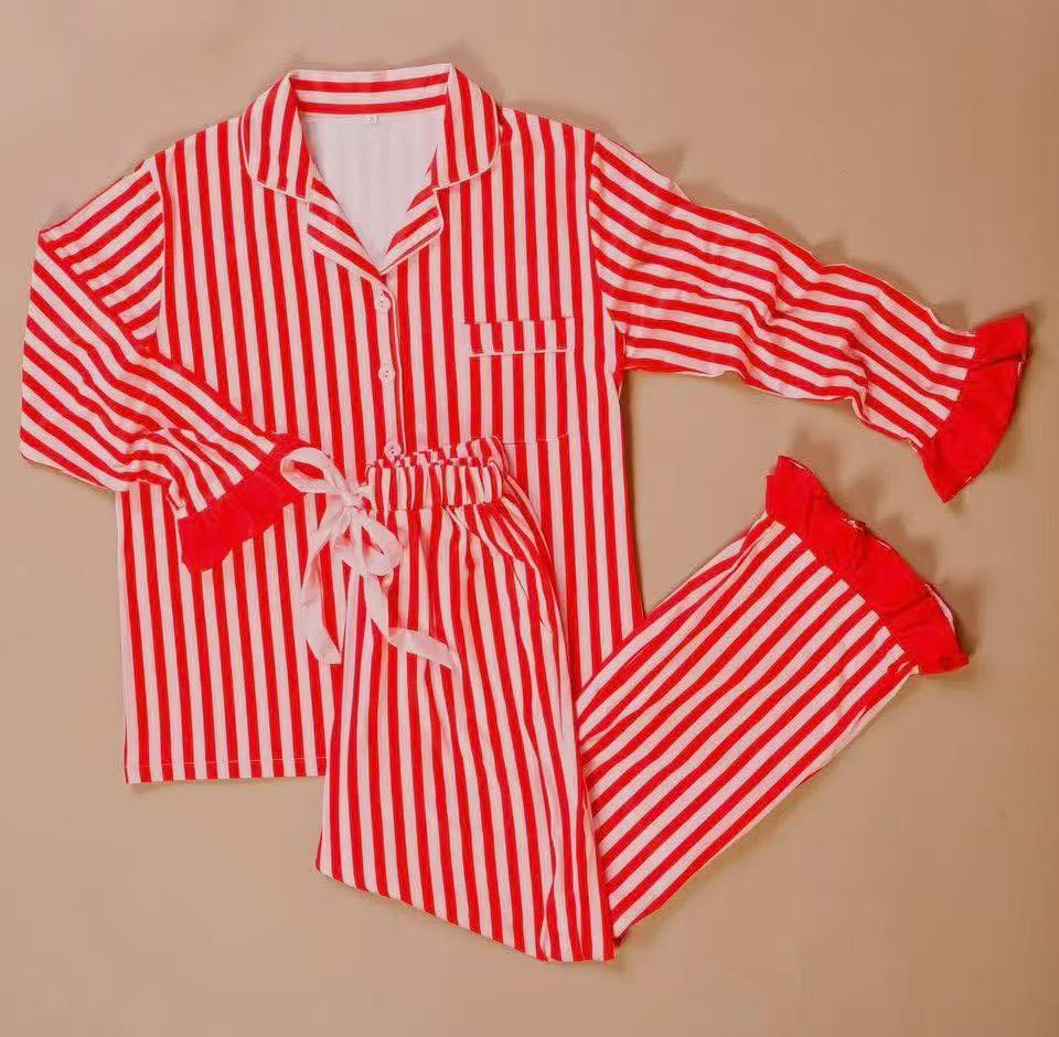 Custom moq 5 each style eta 6-7weeks baby girl long sleeve pants set 1 and sets 3 and adult set 1 and adult set 3