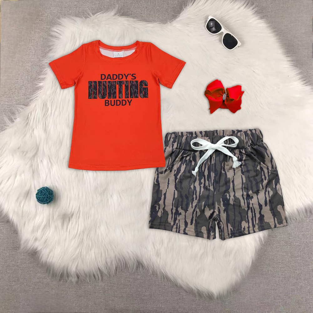 BT0672+SS0201-RTS NO MOQ HOT SELL baby boys clothes short sleeve Camouflage shorts set