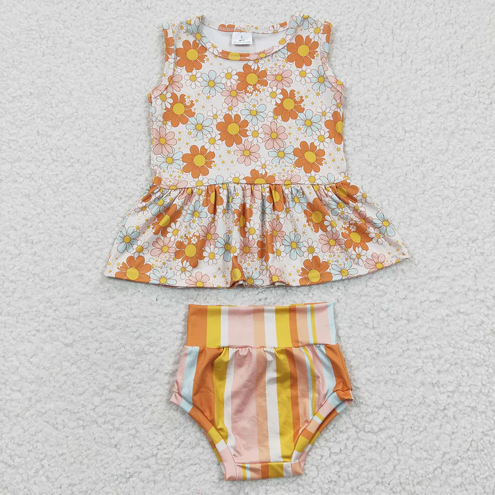 RTS NO MOQ baby girls clothes short sleeve briefs sets