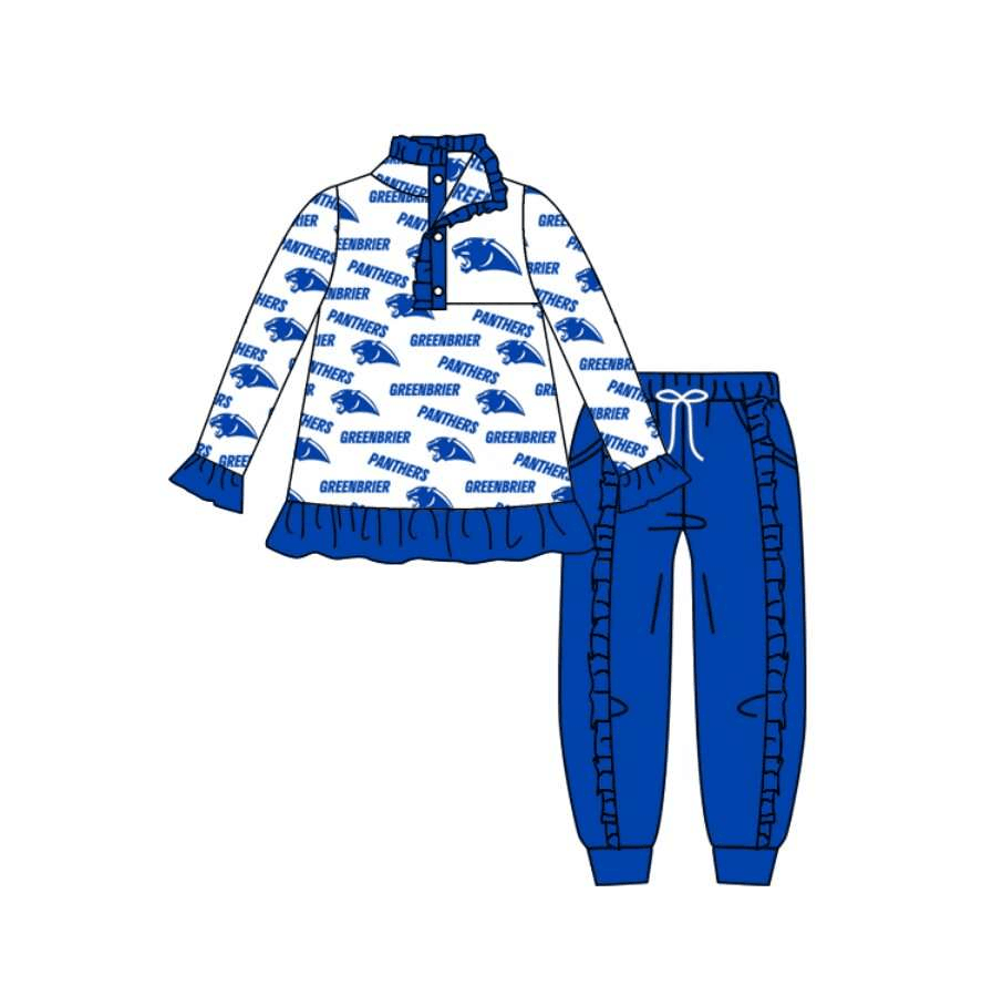 Girls blue long sleeve long pants GREENBIRD PANTHERS moq 5