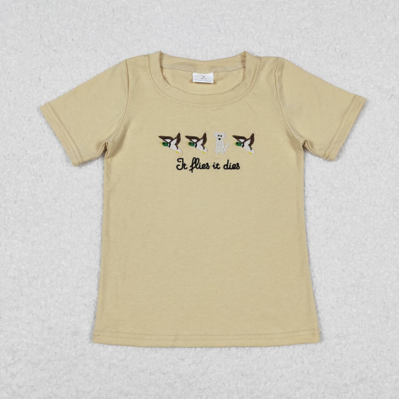 RTS	  BT0621Embroidered duck and puppy short-sleeved top