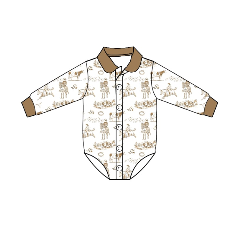 Custom moq 3 eta 6-8weeks Long Sleeve Pocket Button Romper